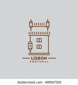 minimalist icon Lisbon flat one line style