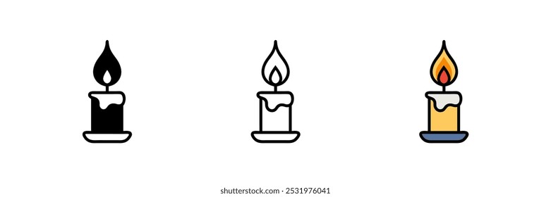 Minimalist icon of a lit candle, representing relaxation and calmness during spa treatments.