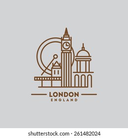 Minimalist Icon Of London England Flat One Line Style