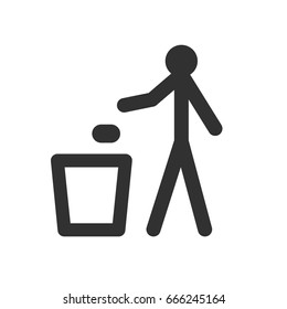 Minimalist icon of a man throwing out trash