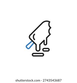Minimalist icon of a melting popsicle with a bite taken out, symbolizing summer, sweetness, and a refreshing treat.