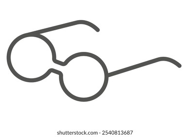 Minimalist icon of modern eyeglasses in a simple line art style, representing classic fashion and vision with a stylish frame, suitable for eyewear or optical designs, trendy accessory for eye care