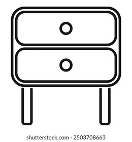 Minimalist icon of a nightstand featuring two drawers, ideal for bedroom furniture and interior design themes