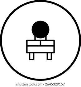 Minimalist Icon of Office Chair and Desk in Circular Frame for Professional Use