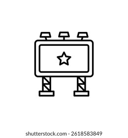 Minimalist icon of an outdoor billboard with star element and basic design