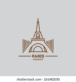 minimalist icon of Paris France flat one line style