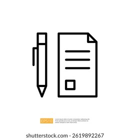 Minimalist Icon of a Pen Next to a Document Symbolizing Law and Judgement in a Professional Context