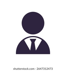 a minimalist icon of a person in professional attire, rendered in a single, deep indigo hue against a stark white background. 