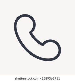 Minimalist icon of a phone receiver. Simple phone design. Black phone symbol on a white background. Classic phone icon for communication apps. User interface icon vector.