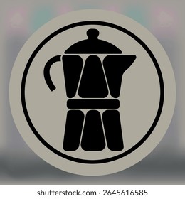 Ícone minimalista de uma silhueta de pote centrada dentro de um quadro circular — perfeito para temas de design relacionados a café, cerveja ou cozinha.