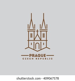 minimalist icon Prague flat one line style