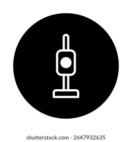 Minimalist icon of a punching bag on a round black background offers versatility in design projects