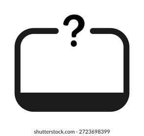Icono minimalista con signo de interrogación y borde subrayado.