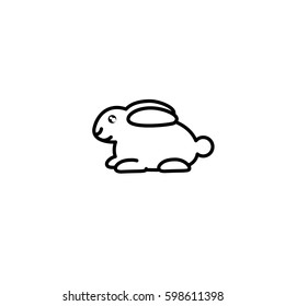 a minimalist icon of a rabbit black and white vector image