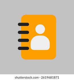 A minimalist icon representing an address book for digital contact management applications.