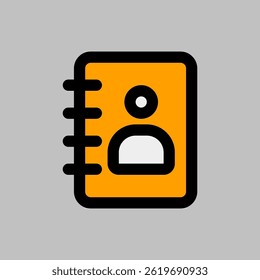 A minimalist icon representing an address book for digital contact management applications.