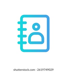 A minimalist icon representing an address book for digital contact management applications.