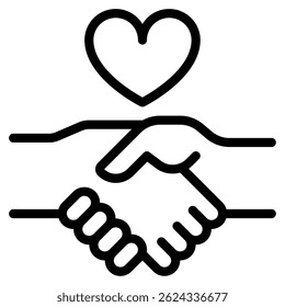 Ícone minimalista representando acordo, parceria e confiança, adequado para negócios, saúde ou campanhas sociais.