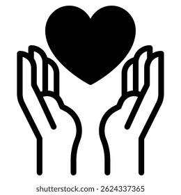 Minimalist icon representing care, compassion, and support, suitable for healthcare, charity, and emotional well-being content.