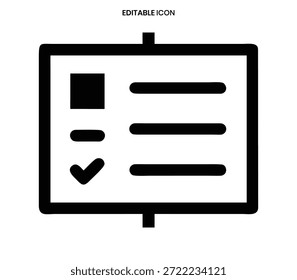 Un ícono minimalista que representa una lista de verificación con un cuadro y líneas Horizontales para las tareas.