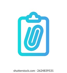 Minimalist icon representing document attachment or clipboard functionality for apps and website interfaces.