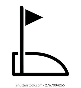 A minimalist icon representing a golf flag, perfect for sports or leisure themes.