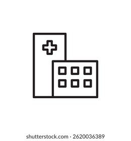 Minimalist Icon Representing Hospital Building and Healthcare Service in a Medical Context