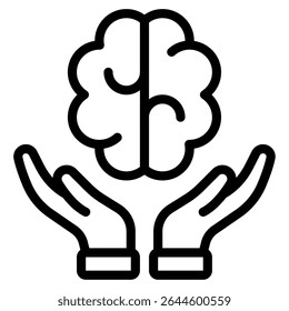 Minimalist icon representing mental health, brain support, with applications in health, psychology, and wellness content.