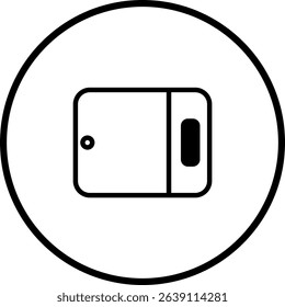 Minimalist Icon Representing Microwave Oven in a Circle, Simple Kitchen Appliance Design