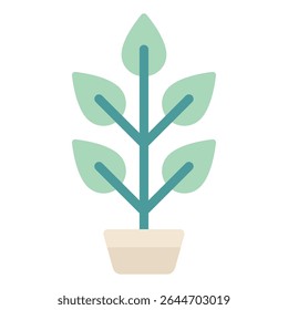 Minimalist icon representing a potted plant, suitable for gardening apps, eco-friendly branding, and nature-themed designs.
