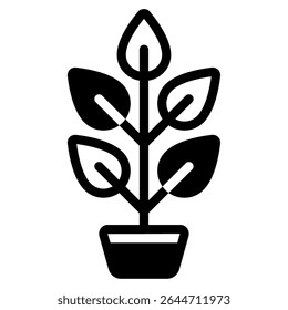 Minimalist icon representing a potted plant, suitable for gardening apps, eco-friendly branding, and nature-themed designs.