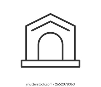 Minimalist icon representing a sheltered space with an arched entrance, conveying themes of protection, sanctuary, or entrance. Perfect for web design, apps, or architectural concepts.