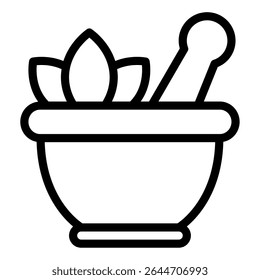 Minimalist icon representing traditional grinding tools, ideal for culinary, pharmaceutical, or herbal content.