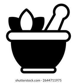 Minimalist icon representing traditional grinding tools, ideal for culinary, pharmaceutical, or herbal content.