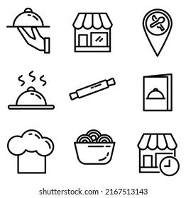 Minimalist icon restaurant food. editable stroke. let's make your design easier.