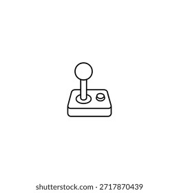 Icono minimalista del controlador de joystick retro
Ilustración estilizada de joystick en blanco y negro con un palo de Vertical y un Botón en una base rectangular.