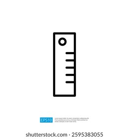 Minimalist Icon of a Ruler Icon Displaying Measurement with Straight Lines in Black and White Design and Education Context