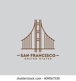 minimalist icon San Francisco flat one line style