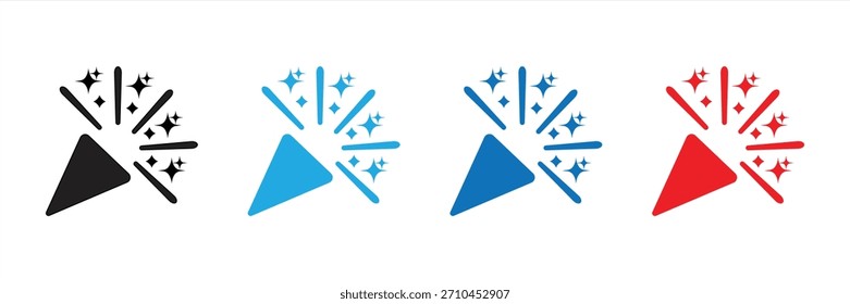conjunto de ícone minimalista, trompete de ano novo, ilustração vetorial