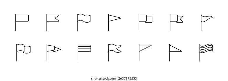 Minimalist icon set of various flag shapes for design elements