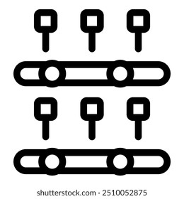 Minimalistisches Symbol der Einstellungs-Schieberegler, Symbole für Optionen, Anpassungen und Elemente der Benutzeroberfläche