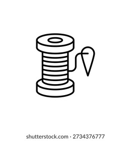 Minimalist Icon of Sewing Spool with Needle Symbolizing Crafting and Tailoring