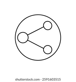 a minimalist icon of a share symbol, featuring two connected circles with lines, typically used to signify sharing content or information