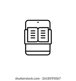 Minimalist icon showcasing an open book on a smartphone screen layout