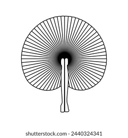 A minimalist icon showing a hand gripping a fan, with a breeze symbol emanating from it.