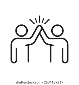 A minimalist icon showing two people high-fiving—perfect for emphasizing collaboration, success, and unity in teams or communities.