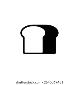 Minimalist icon of a slice of bread in contrasting black and white. This image is ideal for illustrating recipes or branding related to bakery products.