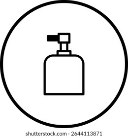 Minimalist Icon: Soap Dispenser in a Circle - Cleanliness and Hygiene Symbol