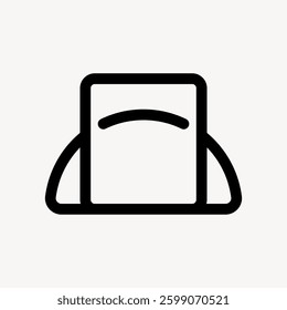 Minimalist icon of a tissue box. Simple tissue box design with a tissue. Black and white tissue box illustration.  box symbol on a white background. User interface icon vector.