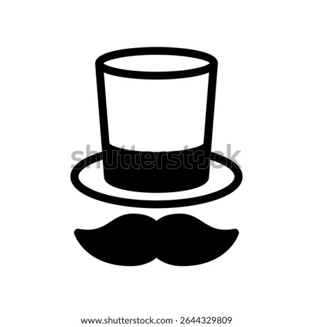 Minimalist Icon of Top Hat and Moustache on White Background